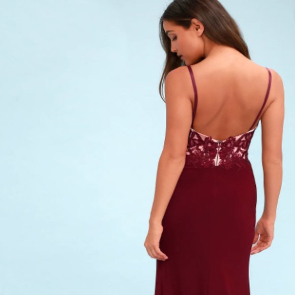 Lulu's Burgundy Embroidered Maxi Dress - Picture 3 of 6